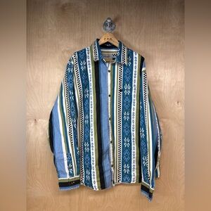 Carhartt Work In Progress Patterned Button-Down Shirt - Blue, Green & White